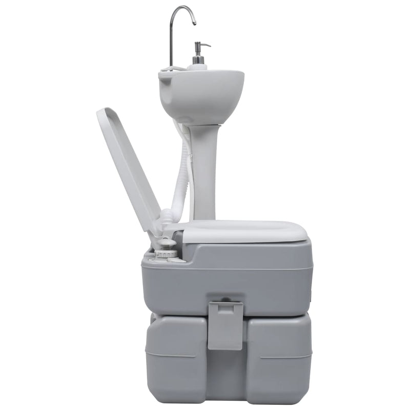 Portable Camping Toilet and Handwash Stand Set Grey