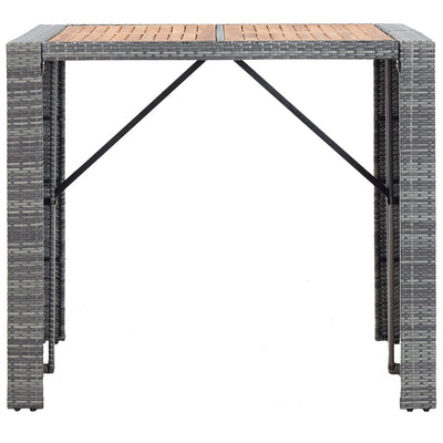 5 Piece Outdoor Bar Set Poly Rattan and Acacia Wood Grey