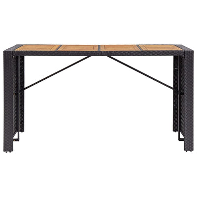 9 Piece Outdoor Bar Set Poly Rattan and Acacia Wood Black