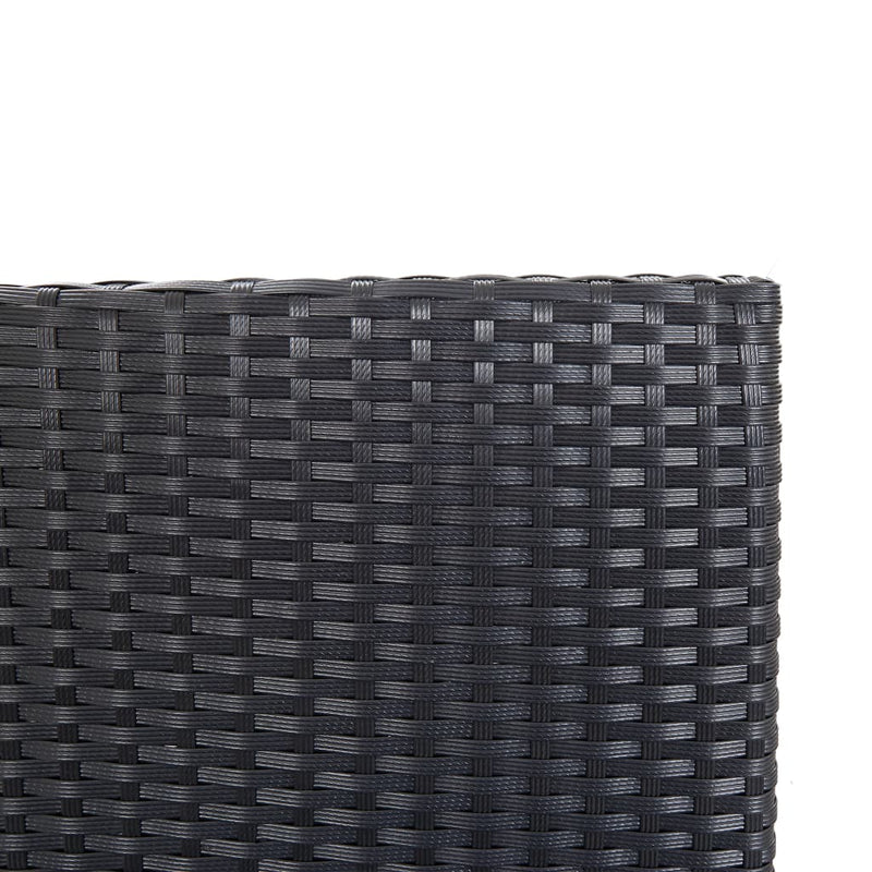 9 Piece Outdoor Bar Set Poly Rattan and Acacia Wood Black