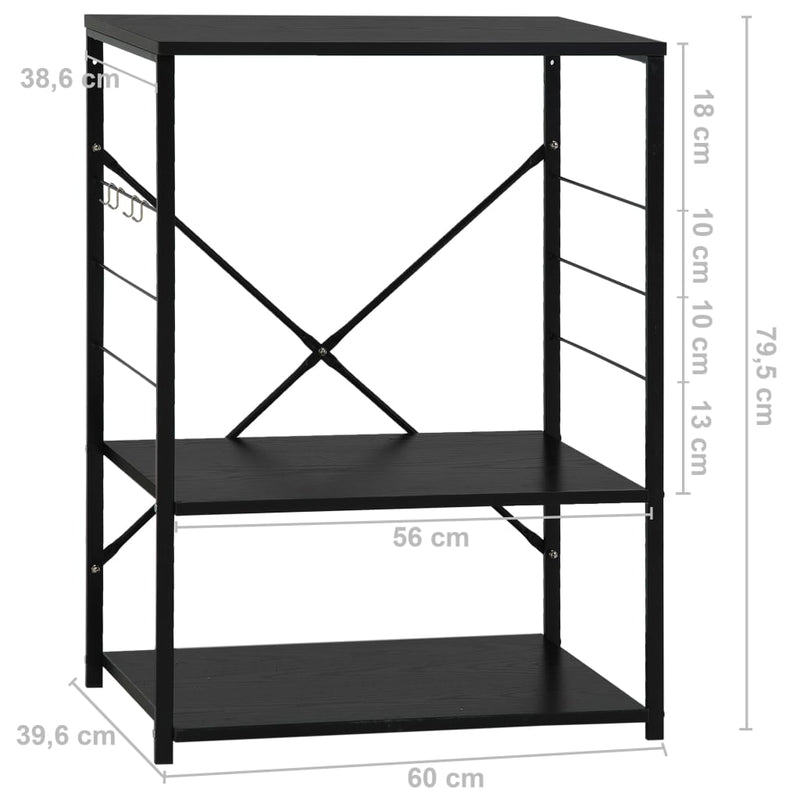 Microwave Cabinet Black 60x39.6x79.5 cm Engineered Wood