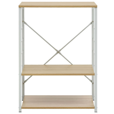 Microwave Cabinet White and Oak 60x39.6x79.5 cm Engineered Wood
