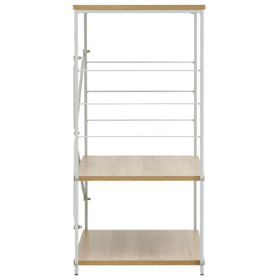 Microwave Cabinet White and Oak 60x39.6x79.5 cm Engineered Wood