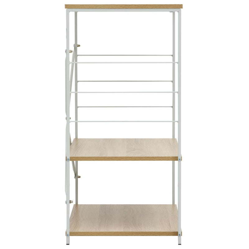 Microwave Cabinet White and Oak 60x39.6x79.5 cm Engineered Wood