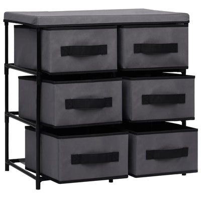 Storage Cabinet with 6 Drawers 55x29x55 cm Grey Steel