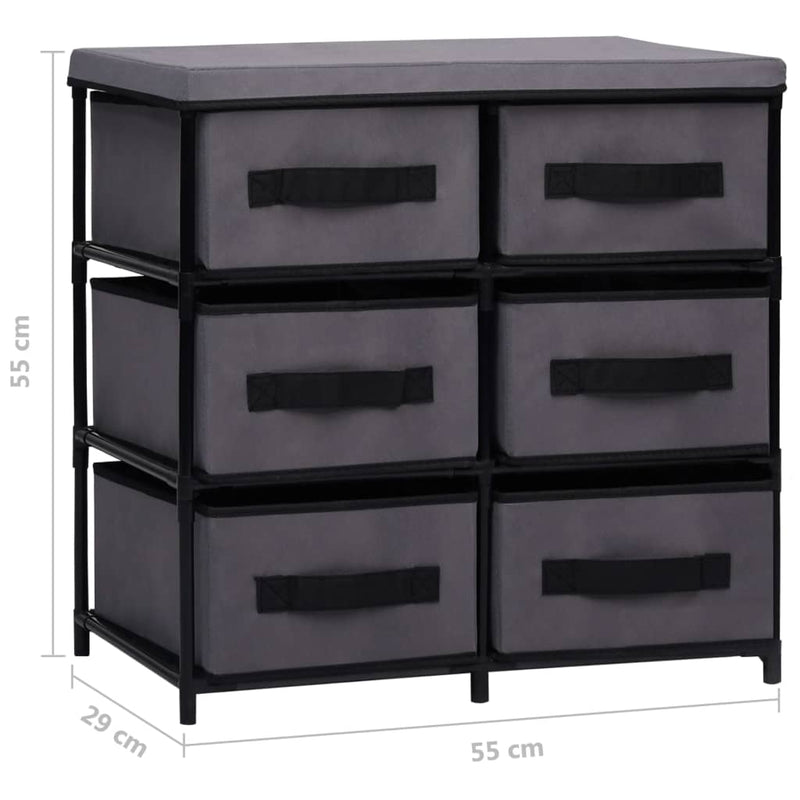 Storage Cabinet with 6 Drawers 55x29x55 cm Grey Steel