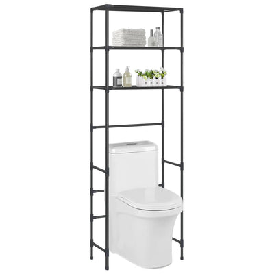 3-Tier Storage Rack over Toilet Black 53x28x169 cm