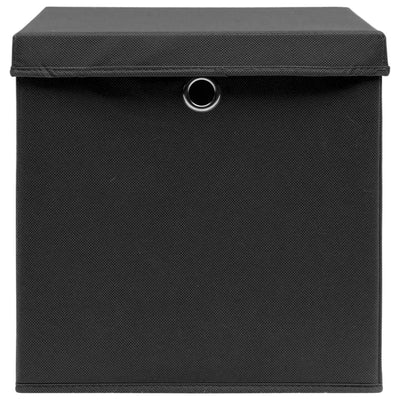 Storage Boxes with Lids 4 pcs Black 32x32x32 cm Fabric