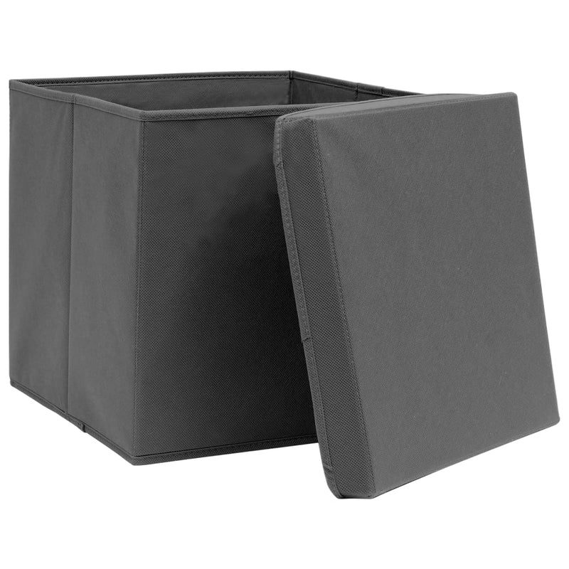 Storage Boxes with Lids 4 pcs Grey 32x32x32 cm Fabric