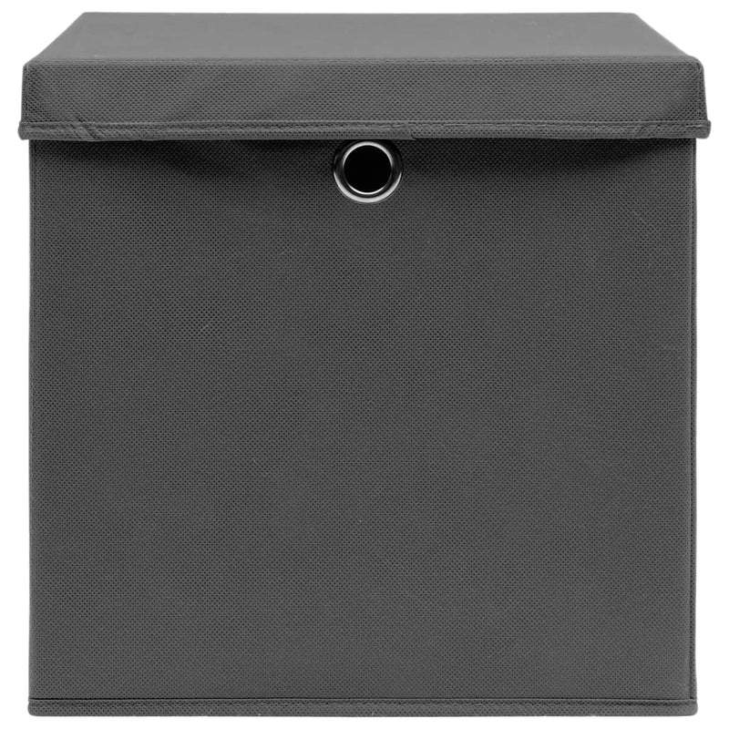 Storage Boxes with Lids 4 pcs Grey 32x32x32 cm Fabric