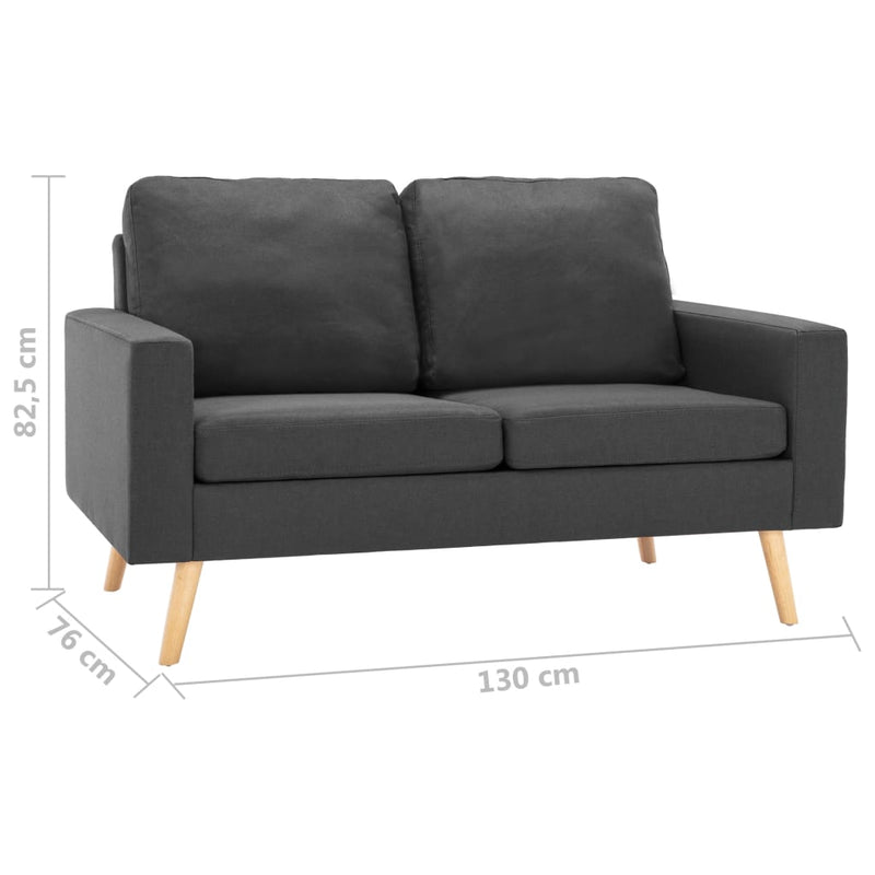 2-Seater Sofa Dark Grey Fabric