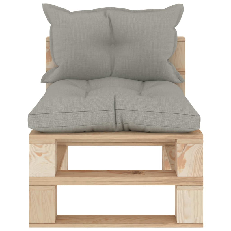 Garden Pallet Middle Sofa with Taupe Cushions Wood