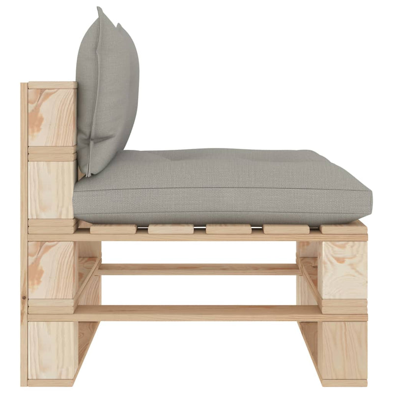 Garden Pallet Middle Sofa with Taupe Cushions Wood