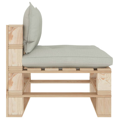 Garden Pallet Middle Sofa with Beige Cushions Wood