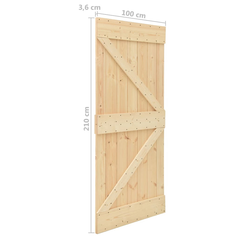 Door 100x210 cm Solid Pine Wood