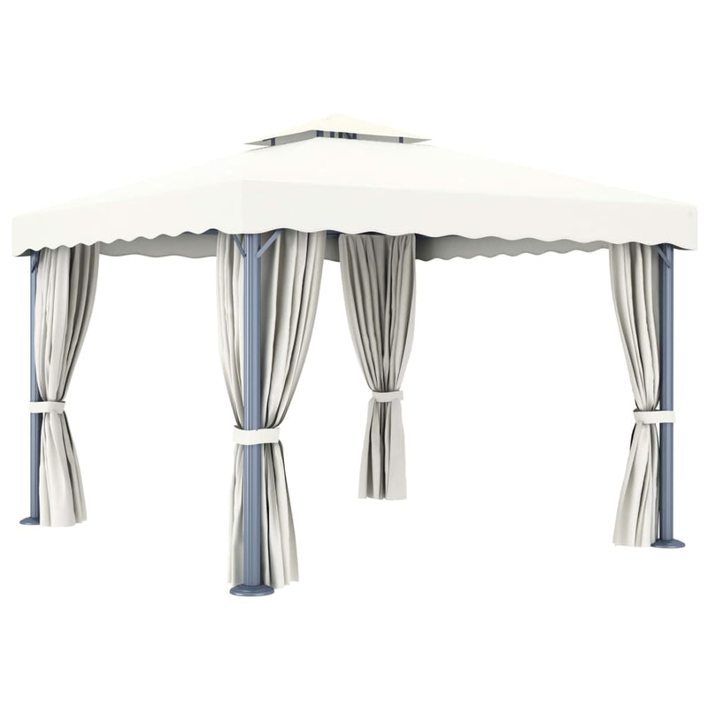 Gazebo with Curtain 3x3 m Cream White Aluminium