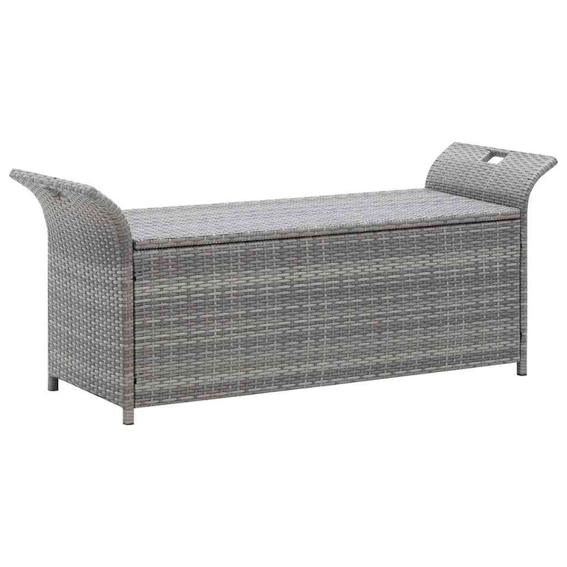 Storage Bench with Cushion Grey 138 cm Poly Rattan