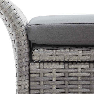 Storage Bench with Cushion Grey 138 cm Poly Rattan