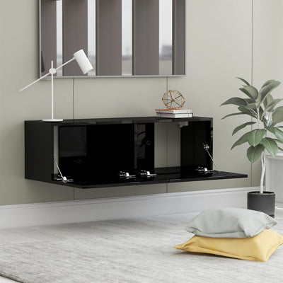 TV Cabinet High Gloss Black 100x30x30 cm Engineered Wood