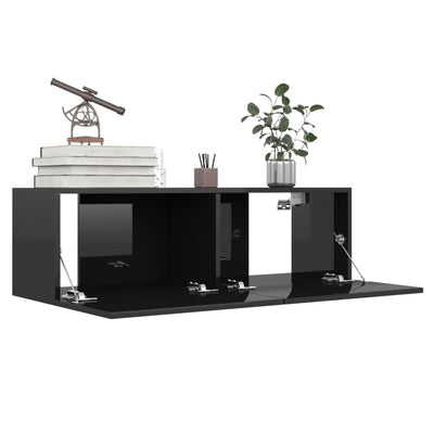 TV Cabinet High Gloss Black 100x30x30 cm Engineered Wood