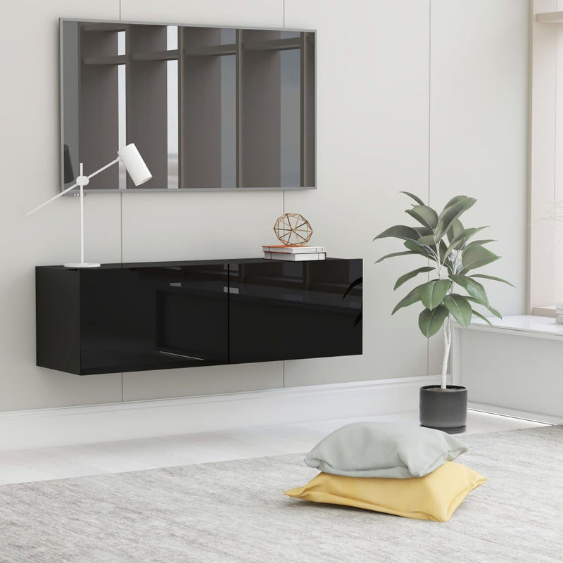 TV Cabinet High Gloss Black 100x30x30 cm Engineered Wood