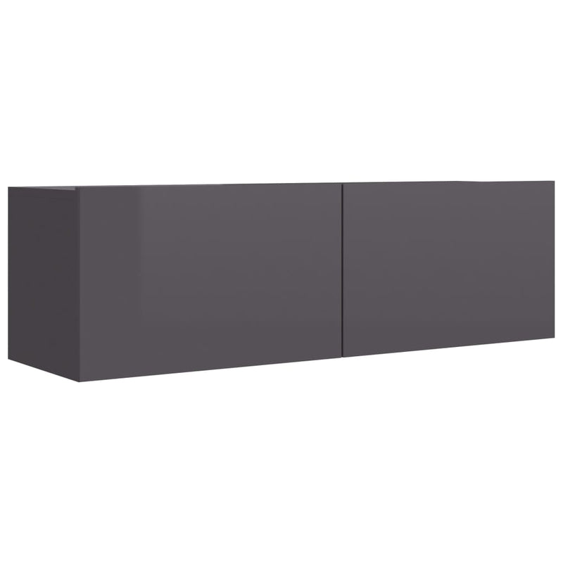 TV Cabinet High Gloss Grey 100x30x30 cm Engineered Wood