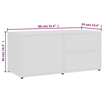 TV Cabinet White 80x34x36 cm Engineered Wood