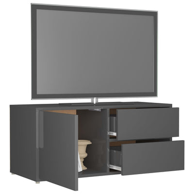 TV Cabinet High Gloss Grey 80x34x36 cm Engineered Wood