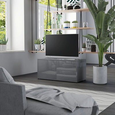 TV Cabinet High Gloss Grey 80x34x36 cm Engineered Wood