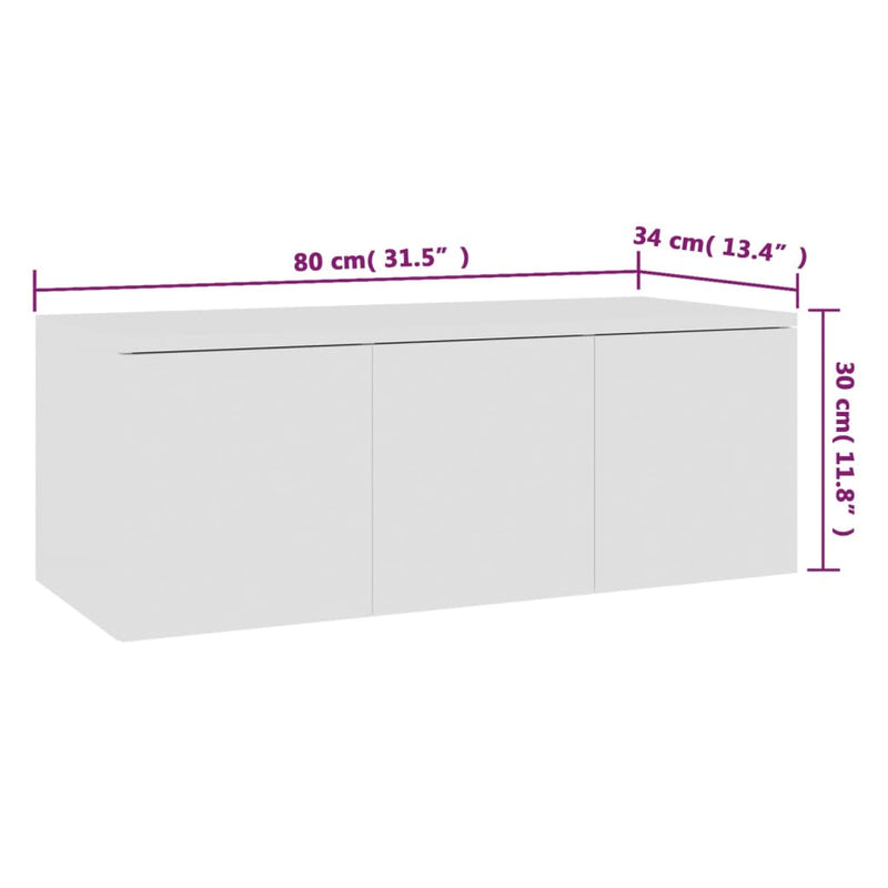 TV Cabinet White 80x34x30 cm Engineered Wood