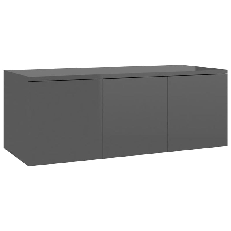 TV Cabinet High Gloss Grey 80x34x30 cm Engineered Wood