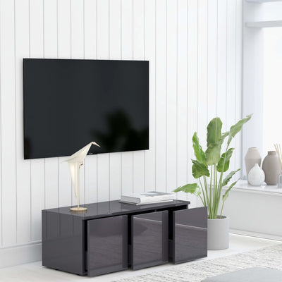 TV Cabinet High Gloss Grey 80x34x30 cm Engineered Wood