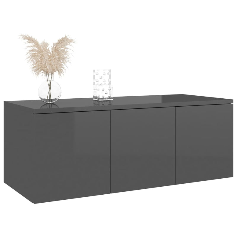 TV Cabinet High Gloss Grey 80x34x30 cm Engineered Wood