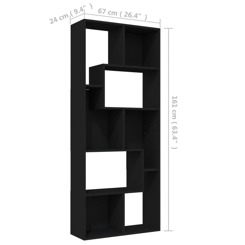 Book Cabinet Black 67x24x161 cm Engineered Wood