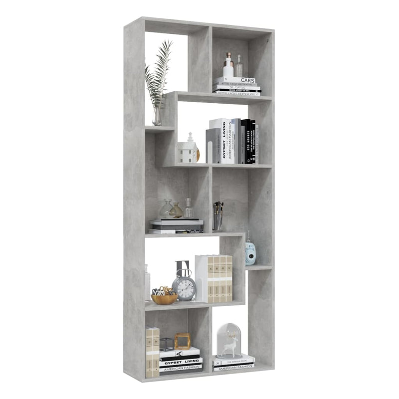 Book Cabinet Concrete Grey 67x24x161 cm Engineered Wood