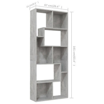 Book Cabinet Concrete Grey 67x24x161 cm Engineered Wood