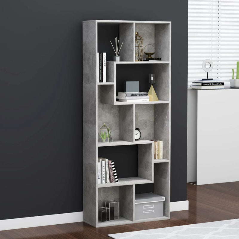 Book Cabinet Concrete Grey 67x24x161 cm Engineered Wood