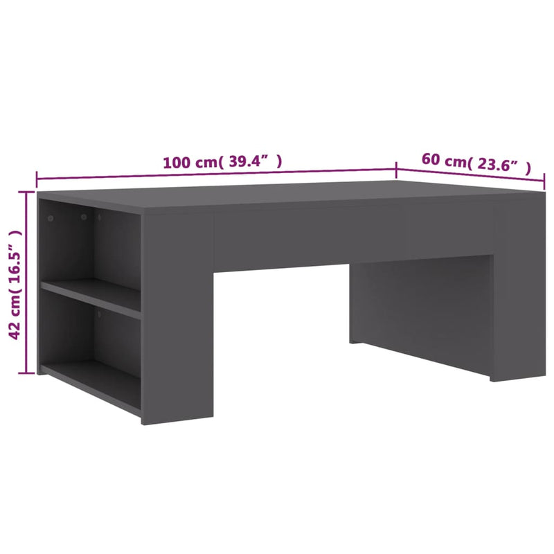 Coffee Table Grey 100x60x42 cm Engineered Wood