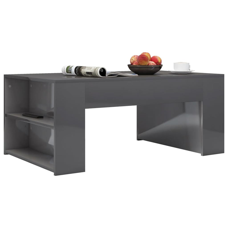 Coffee Table High Gloss Grey 100x60x42 cm Engineered Wood