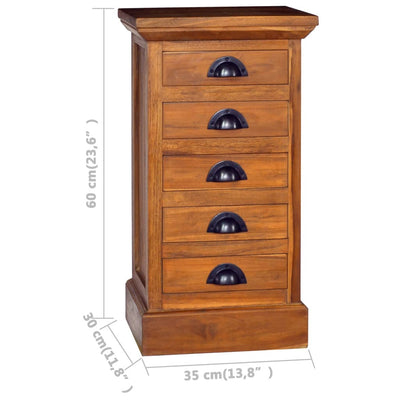 5-Drawer Cabinet 35x30x60 cm Solid Teak Wood