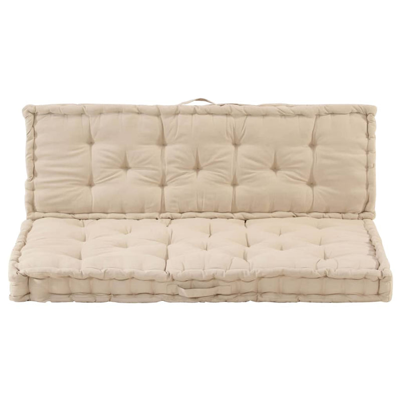 Pallet Floor Cushions 2 pcs Cotton Beige