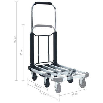 Foldable Transport Trolley 150 kg Aluminium Silver