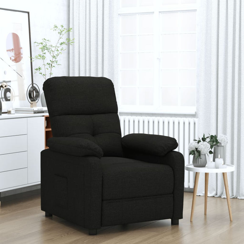 Recliner Chair Black Fabric