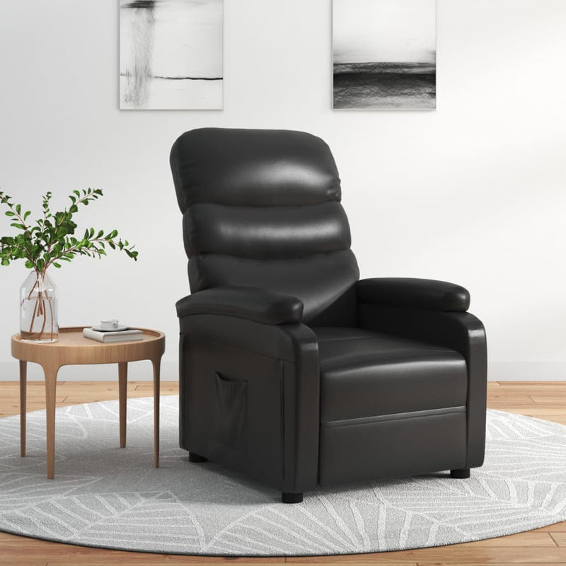 Recliner Chair Black Faux Leather