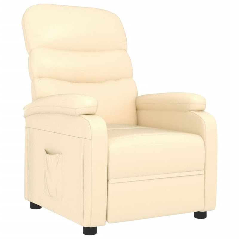 Recliner Chair Cream Faux Leather