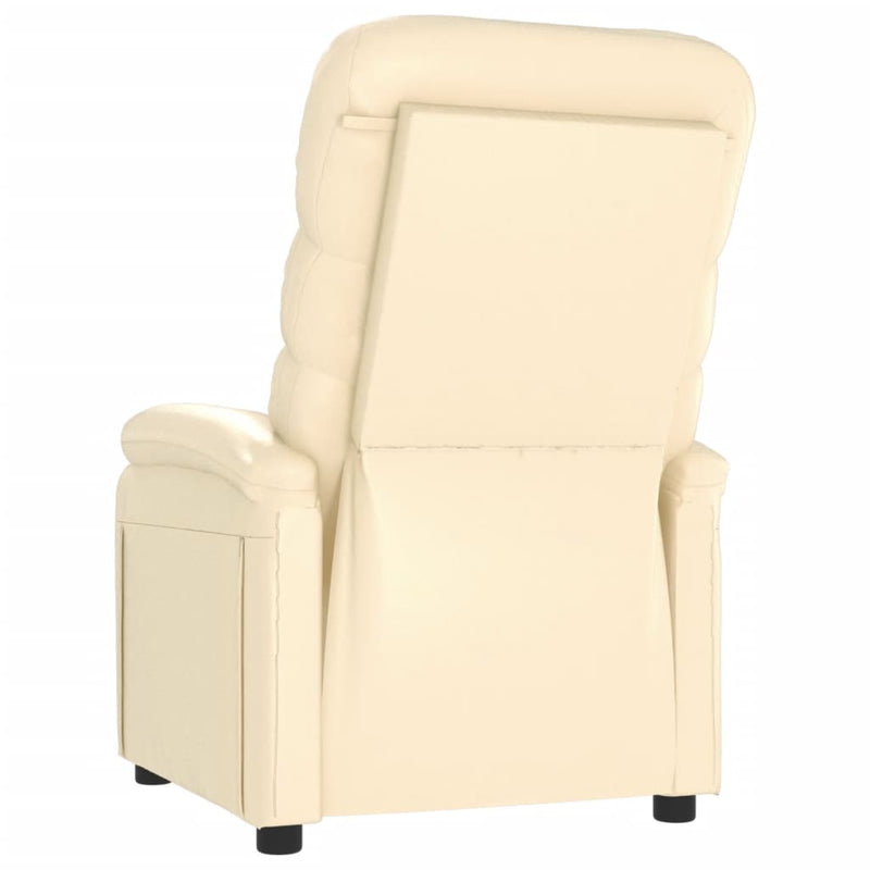 Recliner Chair Cream Faux Leather