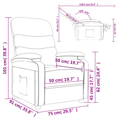 Recliner Chair Cream Faux Leather