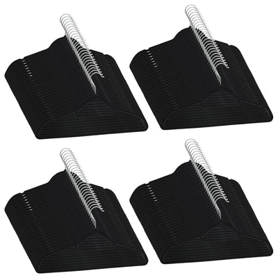 100 pcs Clothes Hanger Set Anti-slip Black Velvet