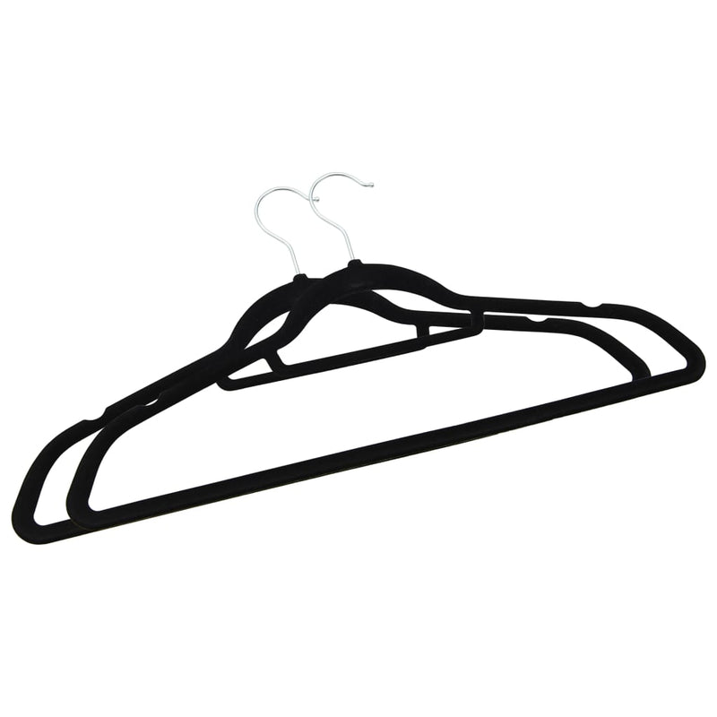 100 pcs Clothes Hanger Set Anti-slip Black Velvet