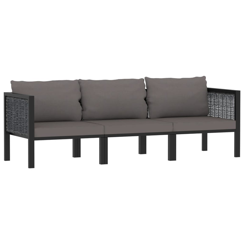 3-Seater Sofa with Cushions Anthracite Poly Rattan